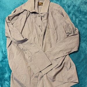 Tasso Elba Men's Striped French Cuff Dress Shirt - Blue